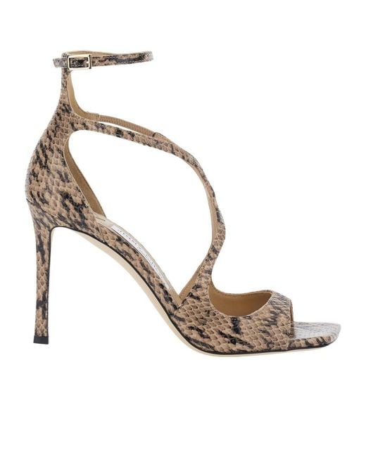 Jimmy Choo Metallic Azia Heels With All-Over Snake Print