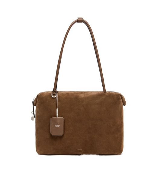 Max Mara Brown Zip-Fastening Suede Tote Bag
