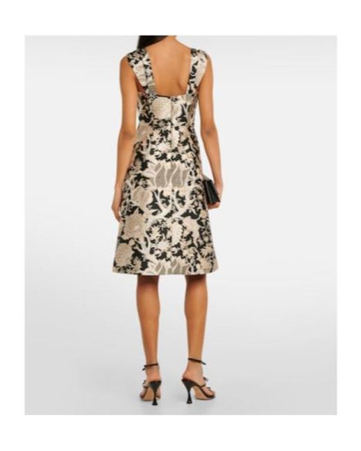 Carolina Herrera White Floral Jacquard Midi Dress