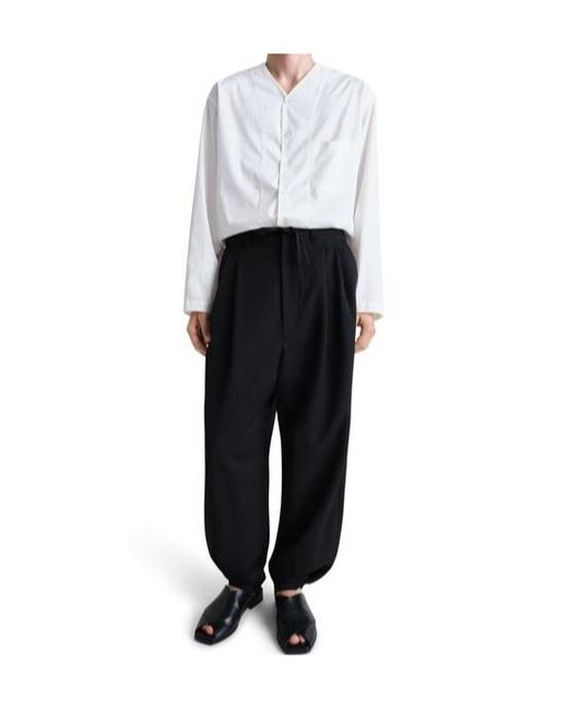 Lemaire Black Drawstring Pleated Pants for men