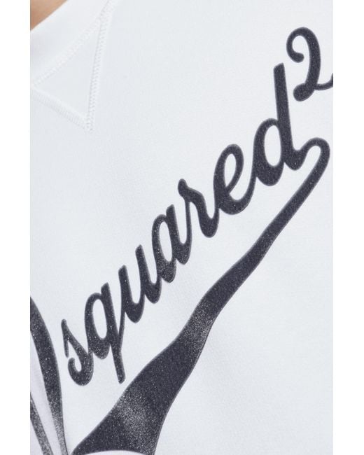 DSquared² White Velvet-Logo Crewneck Sweatshirt for men
