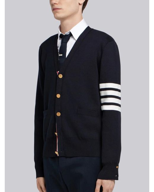 Thom Browne Blue Cardigan Scollo A V for men