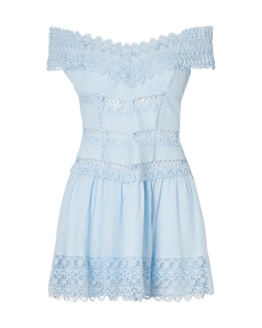Charo Ruiz Blue Cotton-Blend Mini Dress