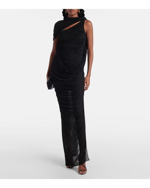 Mugler Black Draped Back Knit Dress