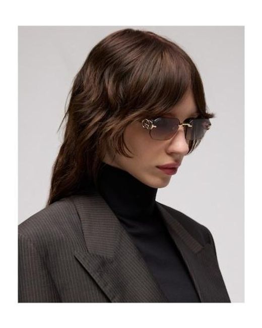 Gucci Pink Rectangular-Frame Sunglasses