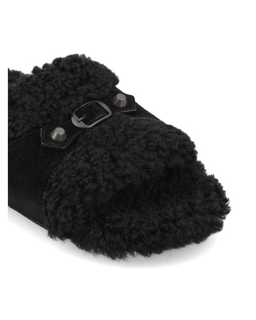 Balenciaga Black Faux Fur Slides