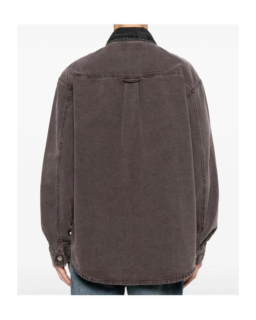 Carhartt Brown Mitch Logo Patch Denim Shirt for men