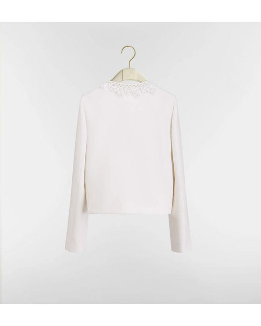 Dior White Embroidered Cropped Jacket