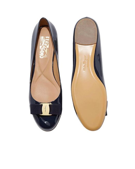 Ferragamo Blue Logo Ballet Shoes