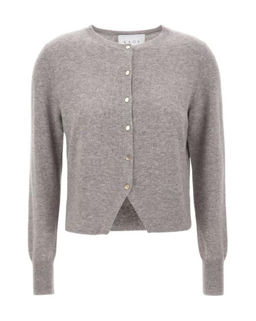 Kaos Gray Ribbed Button-Up Cardigan