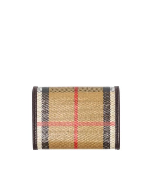 Burberry White Highlands Check Tri-Fold Wallet