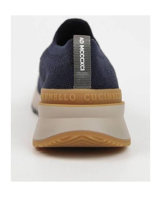 Brunello Cucinelli Blue Logo Low-Cut Sneakers for men