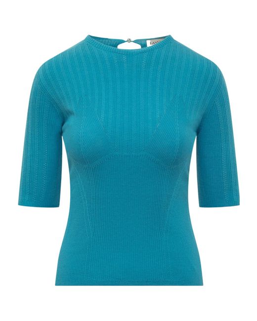 Lanvin Blue Round-Neck Ribbed Sweater
