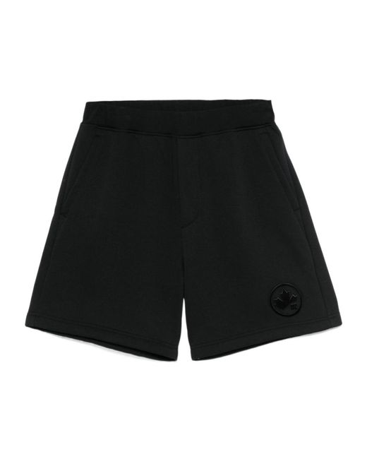 DSquared² Black Flocked Logo Track Shorts for men