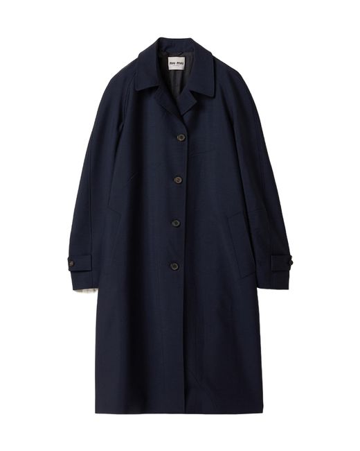 Miu Miu Blue Button-Up Long Coat