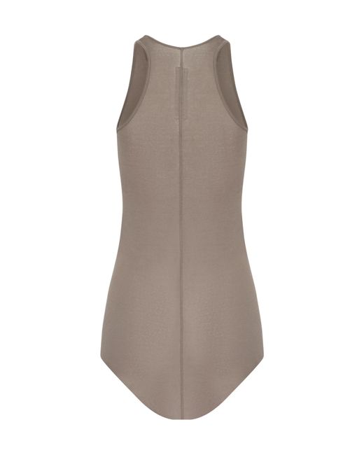 Rick Owens Brown Cotton Top With Asymmetric Hem