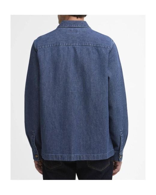 Barbour Blue Aickmen Textured Denim Overshirt for men