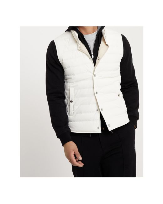 Brunello Cucinelli White Quilted Gilet for men