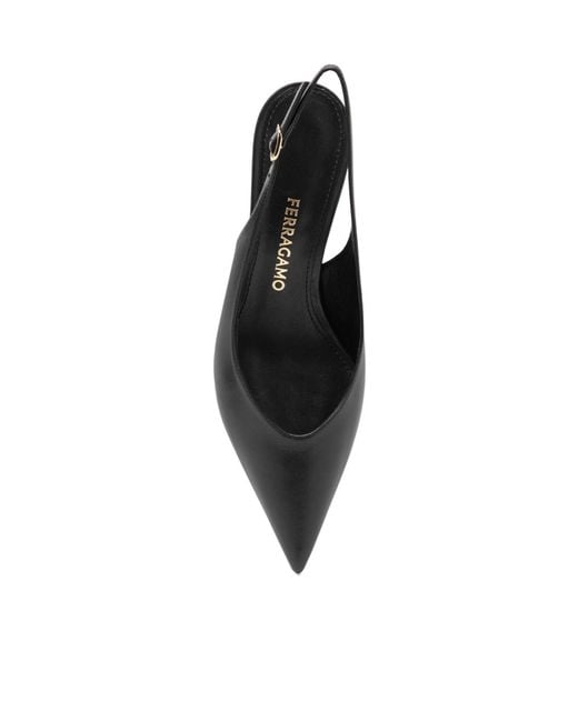 Ferragamo Brown S-Shaped Heel Slingback Pumps