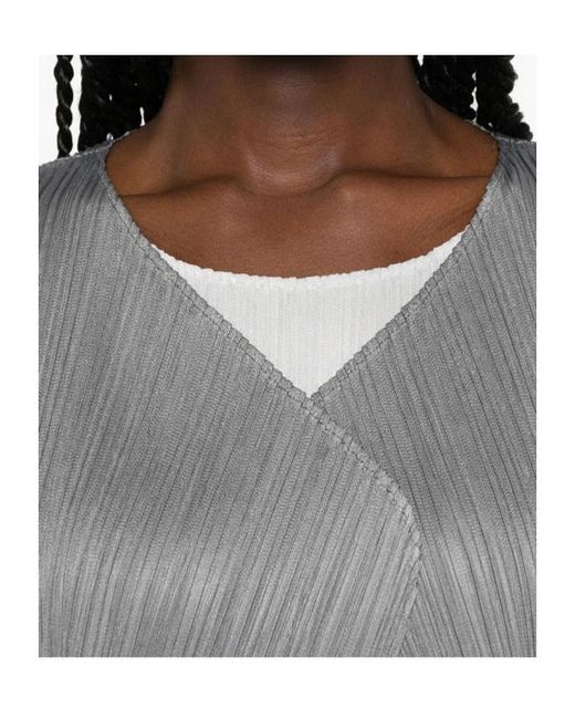 Pleats Please Issey Miyake Gray Pleated Long-Sleeve Jacket