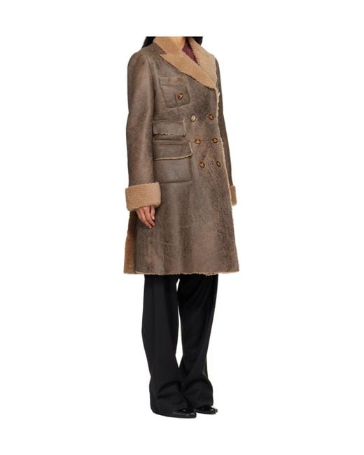 Vivienne Westwood Natural Double-Breasted Leather Coat