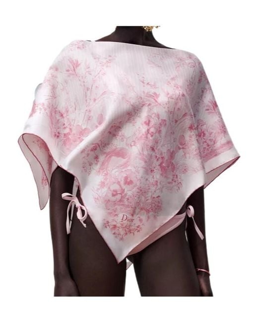 Dior Pink Silk Top Toile De Jouy Floral Garden Iviera