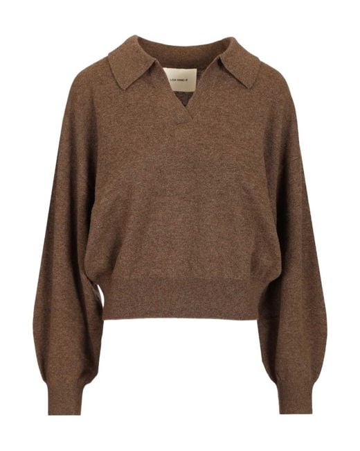 Lisa Yang Brown Katriel Polo Knitted Sweater
