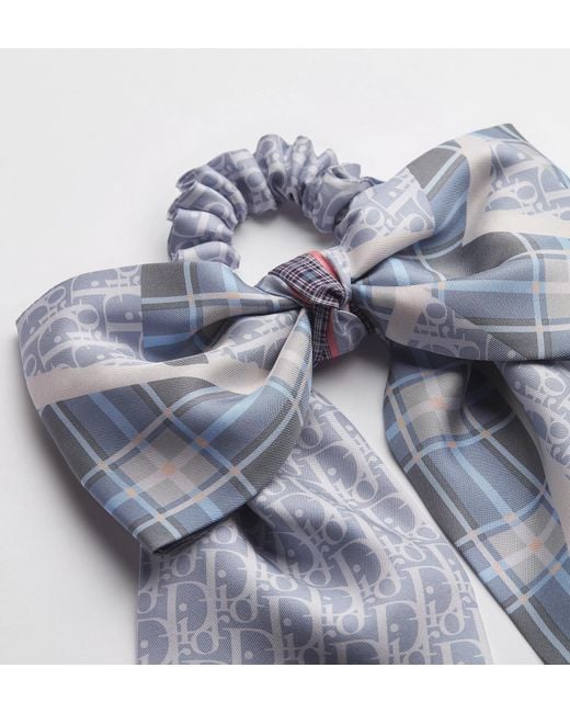 Dior Blue Infini Tartan Ette Hair Tie