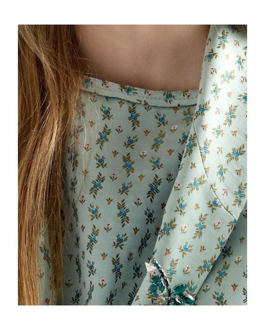 Prada Green Floral Print Duchess Dress