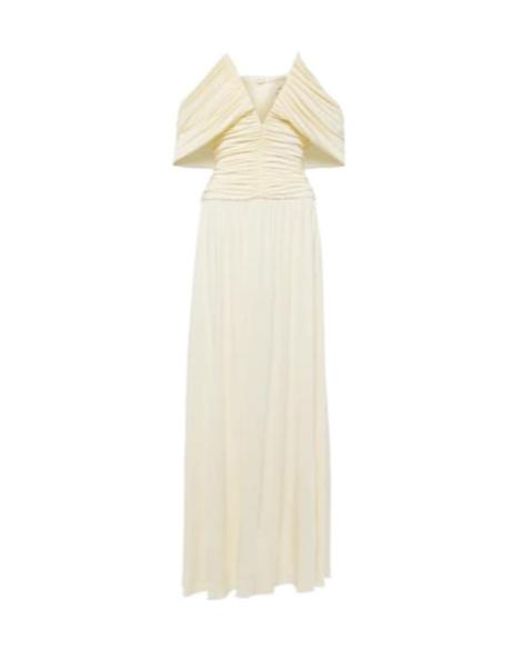 Magda Butrym White Off-Shoulder Gathered Maxi Dress