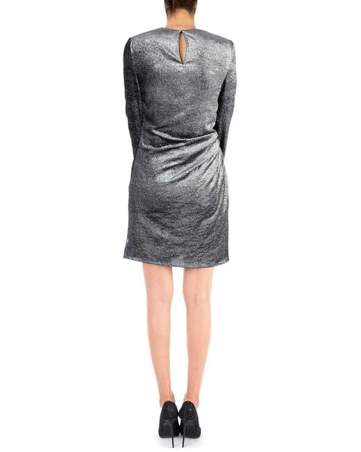 Saint Laurent Gray Gathered Front Mini Dress