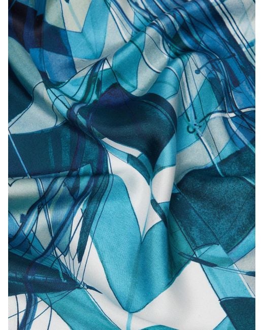 Max Mara Blue Printed Silk Foulard