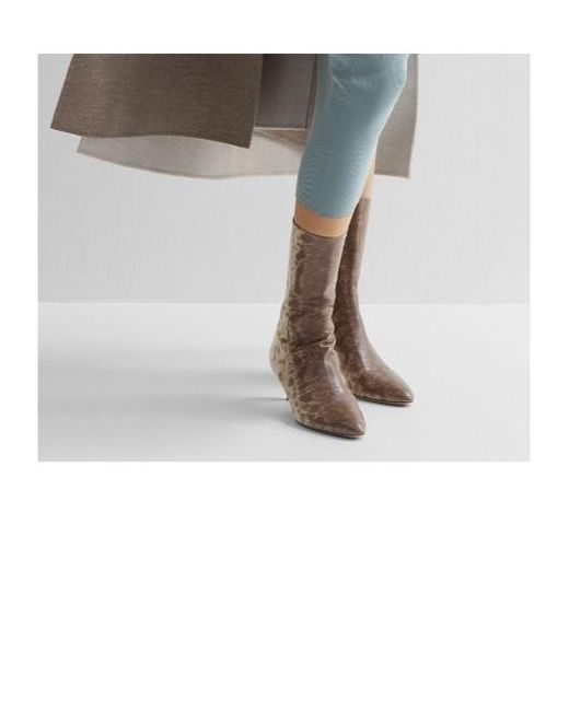 Fendi Brown Karung Leather Medium-Heeled Boots