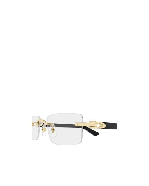 Cartier White Rimless Rectangular Glasses And Frames for men