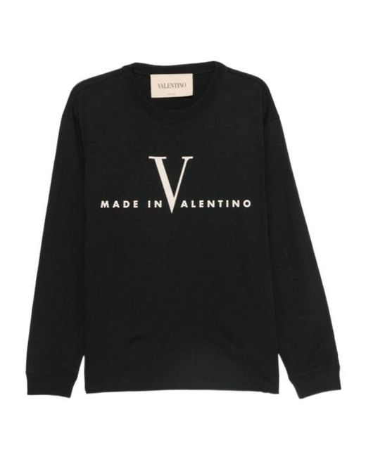 Valentino Black Logo Printed Crewneck T-Shirt for men