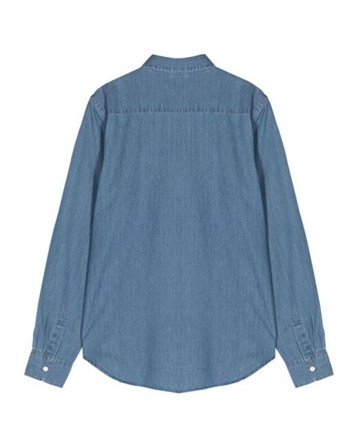 Aspesi Blue Buttoned Denim Shirt