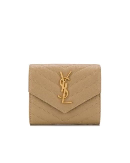 Saint Laurent Natural Monogram Tri-Fold Wallet