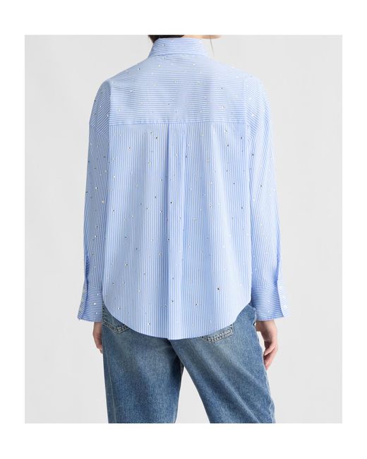Liu Jo Blue Embellished Pinstriped Shirt