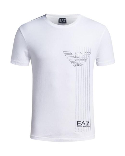 EA7 White Round-Necked Logo T-Shirt for men