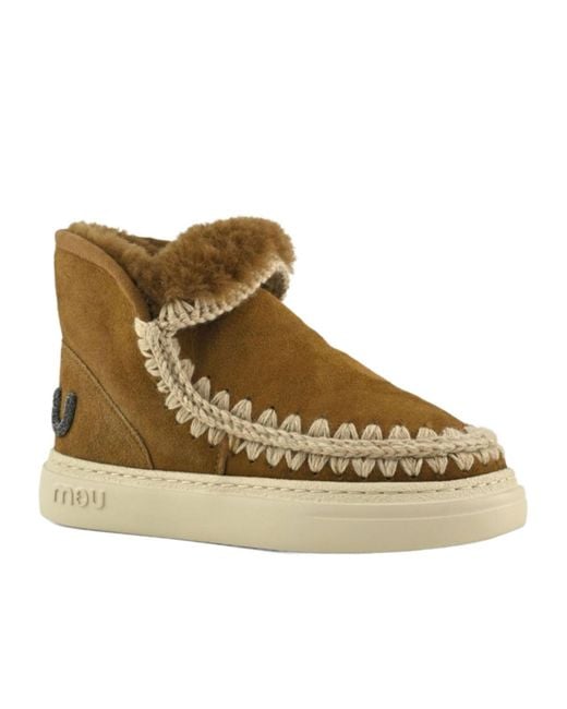 Mou Brown Logo Trim Ankle Boots