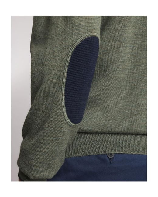 Fay Green Elbow-Patch Sweater for men