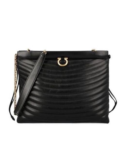 Ferragamo Black Ferragamo Gancini Shoulder Bag