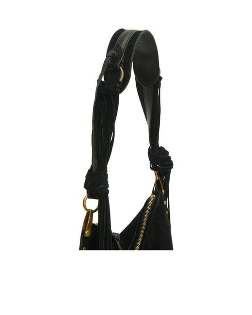 Isabel Marant Black Oskan Fringe Soft Zip Bag