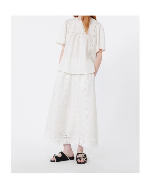 Weekend by Maxmara White Floral-Embroidered Panelled Top