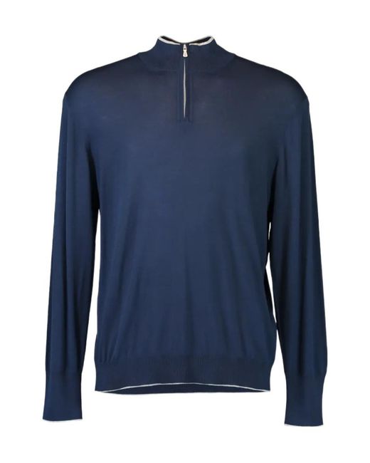 Eleventy Blue Half-Zip Long-Sleeve Sweater for men