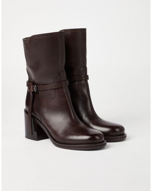 Brunello Cucinelli Brown Monili Embellished Ankle Boots