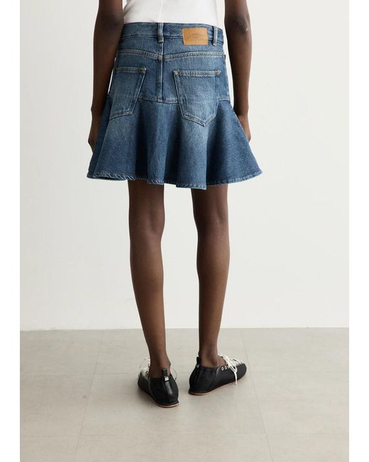 Ganni Blue Panelled A-Line Skirt