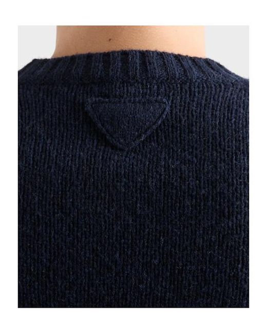 Prada Blue Shetland Wool Crew-Neck Sweater for men