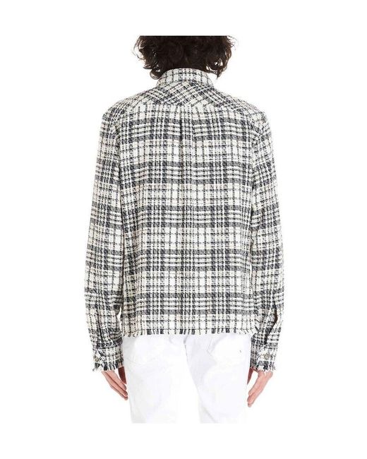 Faith Connexion White Shirt With Frayed Edges And Checked Outside