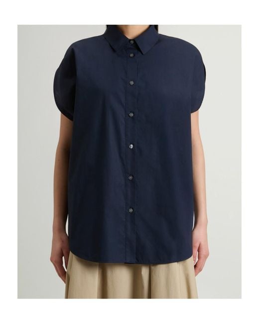 Woolrich Blue Button-Up Sleeveless Shirt